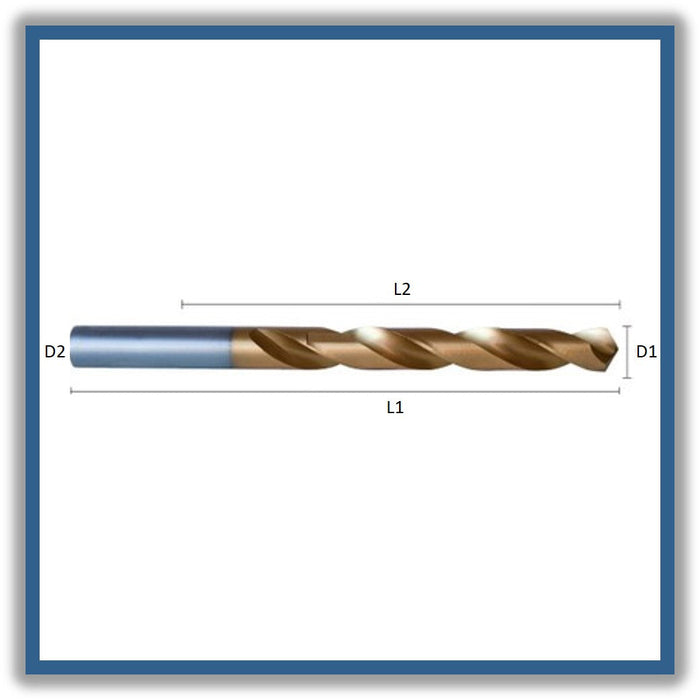 HSS Drill Tip of 118º Helix at 30º DIN338NSP TIN Coating 9.6mm 9.6x87x133xD9.6 (10pcs)