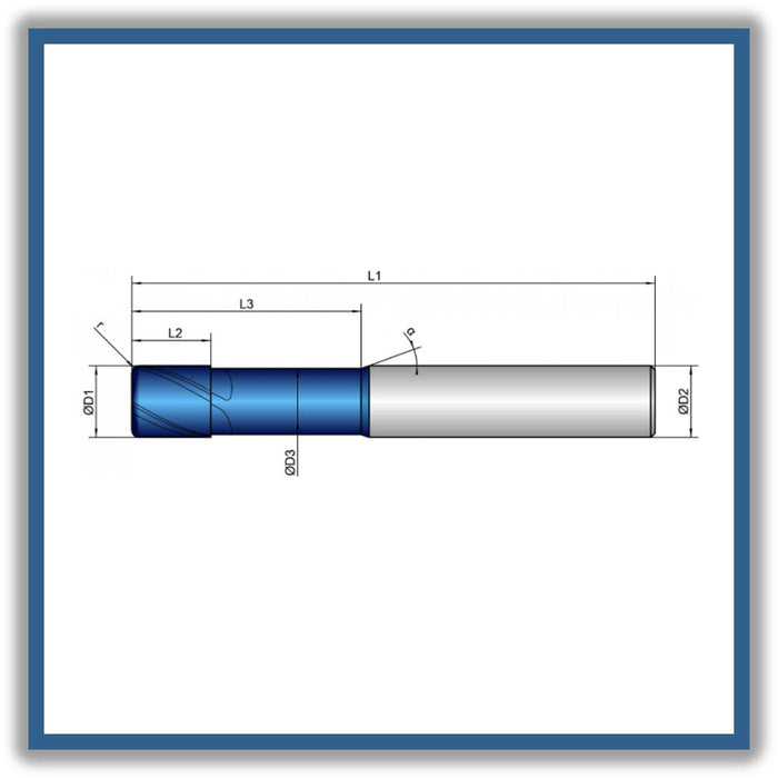 Solid Carbide End Mill 6mm 6R1x7-21x58xD6