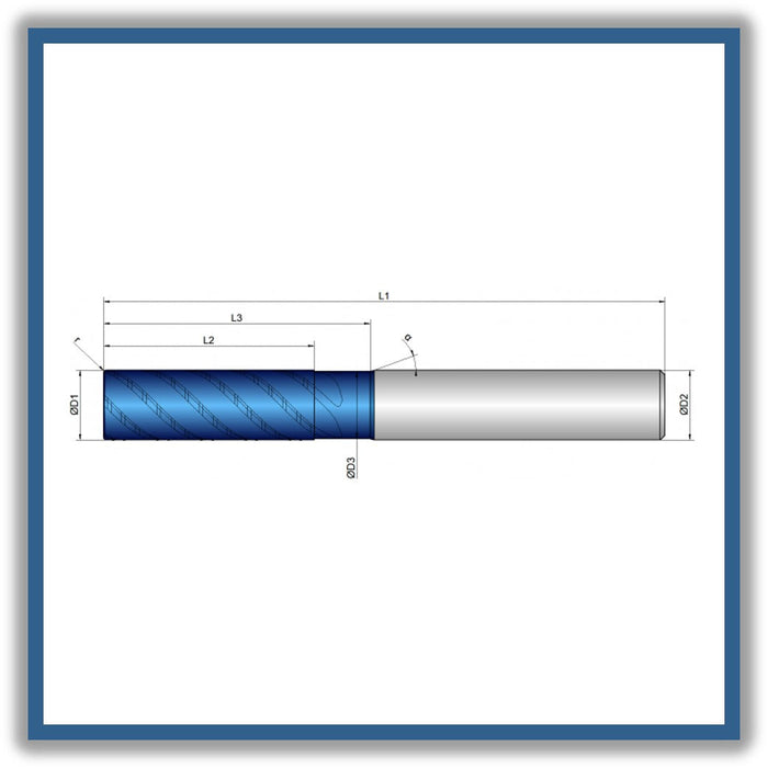 Solid Carbide End Mill 8mm 8R0.2x24-30x70xD8