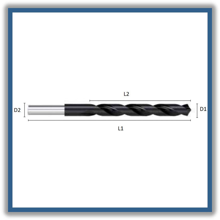 HSS Drill Reduced Shank Tip of 118º Helix at 30º DIN338N 27mm 27x157x243xD13