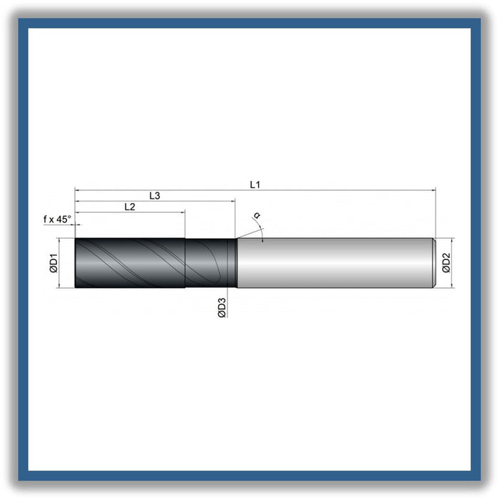 Solid Carbide End Mill 8mm 8C0.2x19-25x63xD8