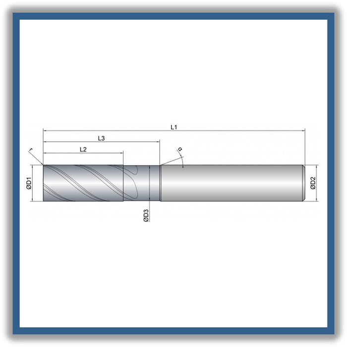 Solid Carbide End Mill 8mm 8R0.2x19-25x63xD8