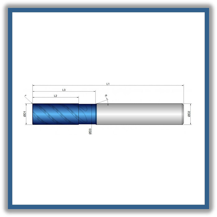 Solid Carbide End Mill 16mm 16R0.32x32-42x92xD16