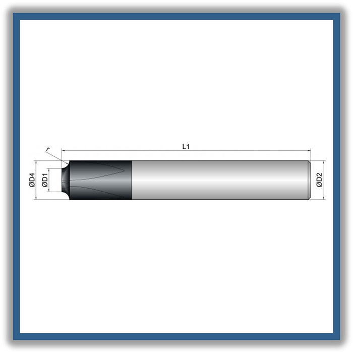 Solid Carbide Corner Rounding  3.4R0.3x50xD4