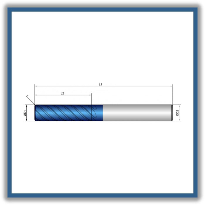 Solid Carbide End Mill 6mm 6R0.5x21x65xD6