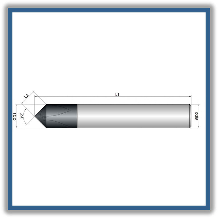 Solid Carbide Chamfer 90° 16mm 16x82xD16