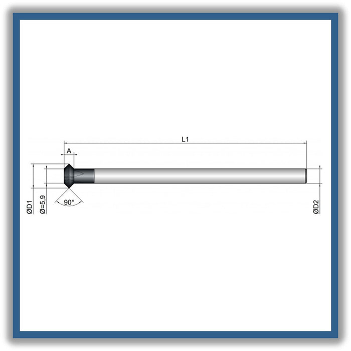 Solid Carbide Chamfer 90° 8mm 8x2-5.9x100xD6