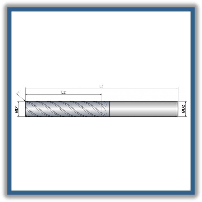 Solid Carbide End Mill 10mm 10R0.2x50x100xD10