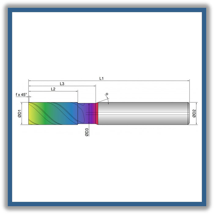 Solid Carbide End Mill 12mm 12x26-36x83xD12