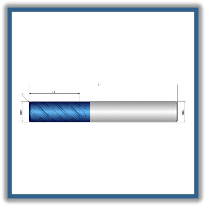 Solid Carbide End Mill 6mm 6R1x16x58xD6