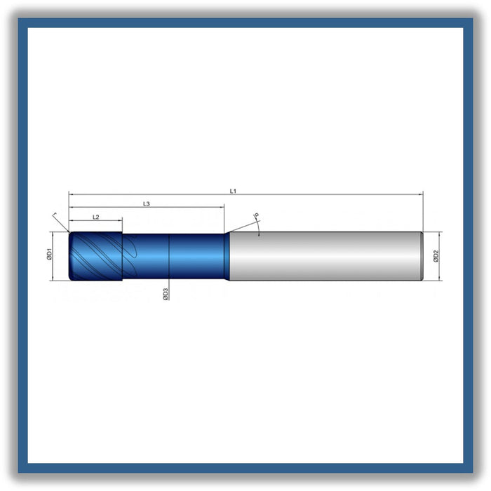 Solid Carbide End Mill 16mm 16R3x16-44x93xD16