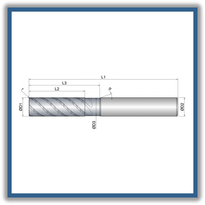 Solid Carbide End Mill 8mm 8R0.2x24-30x70xD8