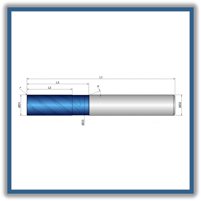 Solid Carbide End Mill 16mm 16R0.3x35-42x92xD16