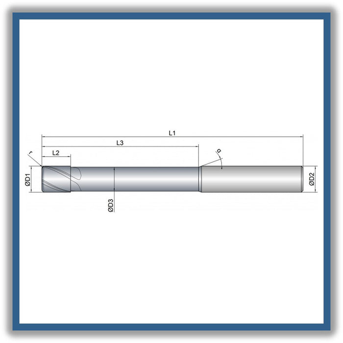 Solid Carbide End Mill 10mm 10R0.5x11-60x100xD10