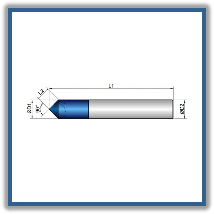 Solid Carbide Chamfer 90° 8mm  8x59xD8