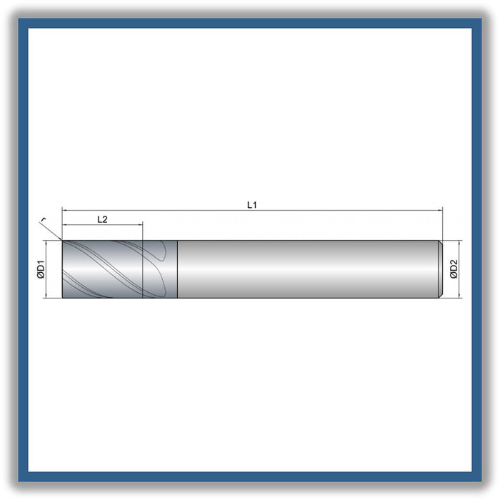 Solid Carbide End Mill 12mm 12R0.2x16x73xD12