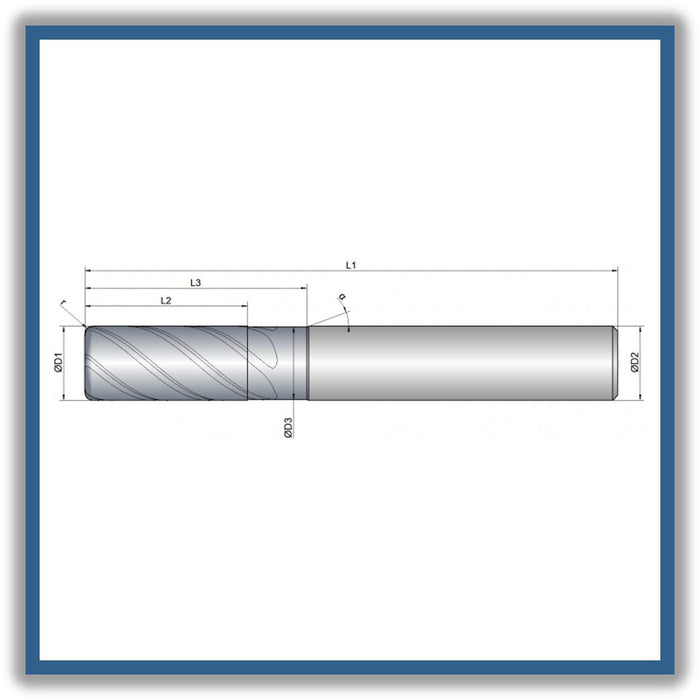 Solid Carbide End Mill 8mm 8R2x19-25x63xD8