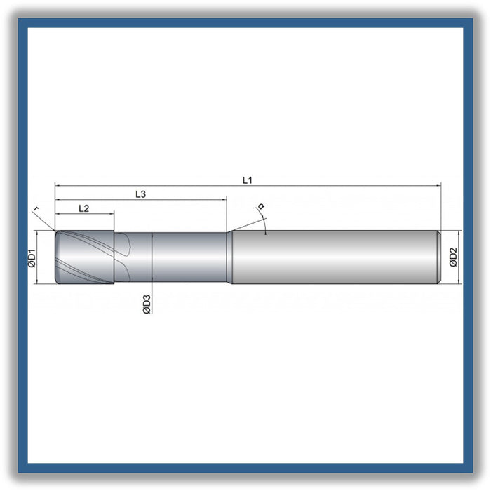 Solid Carbide End Mill 20mm 20R1x20-55x104xD20