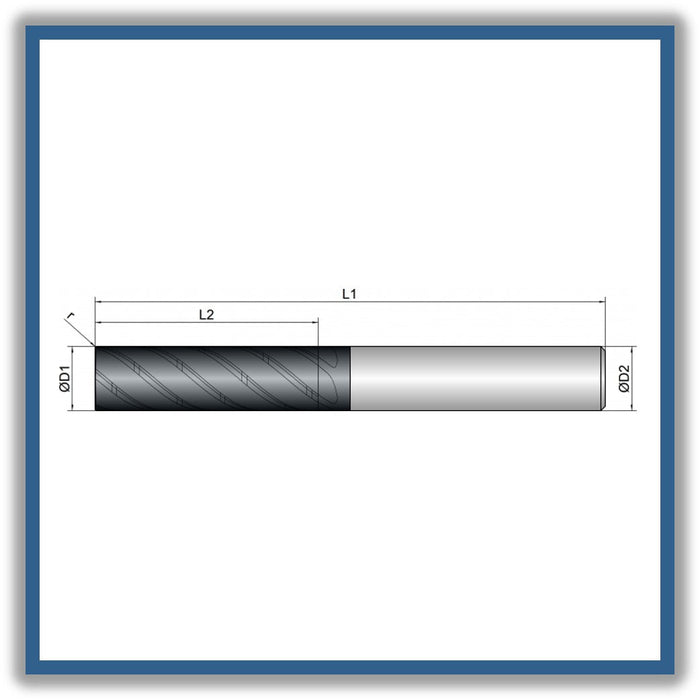 Solid Carbide End Mill 16mm 16R0.3x56x110xD16