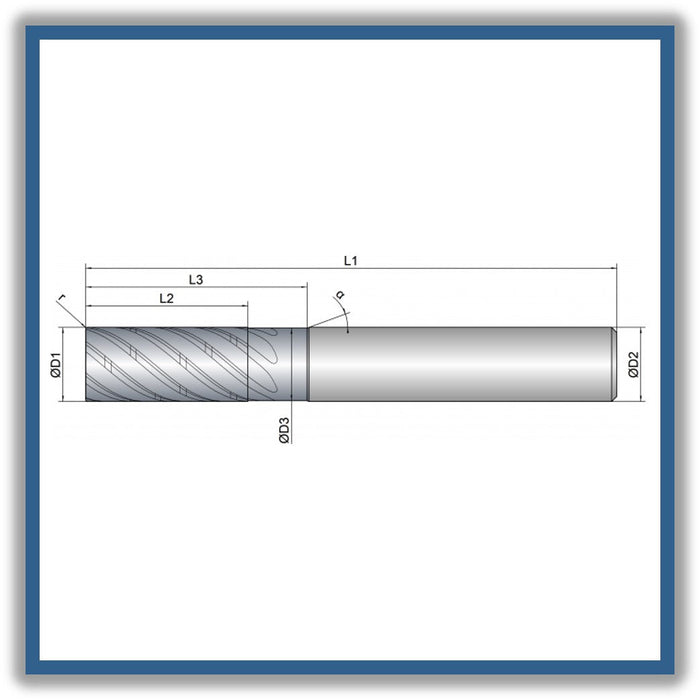 Solid Carbide End Mill 12mm 12R2x26-36x83xD12