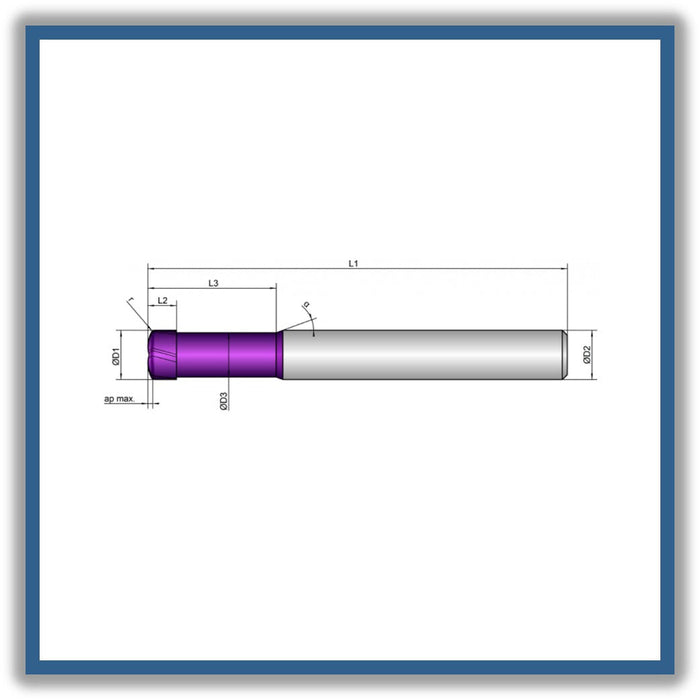 Solid Carbide End Mill 8mm 8x4.8-24x70xD8