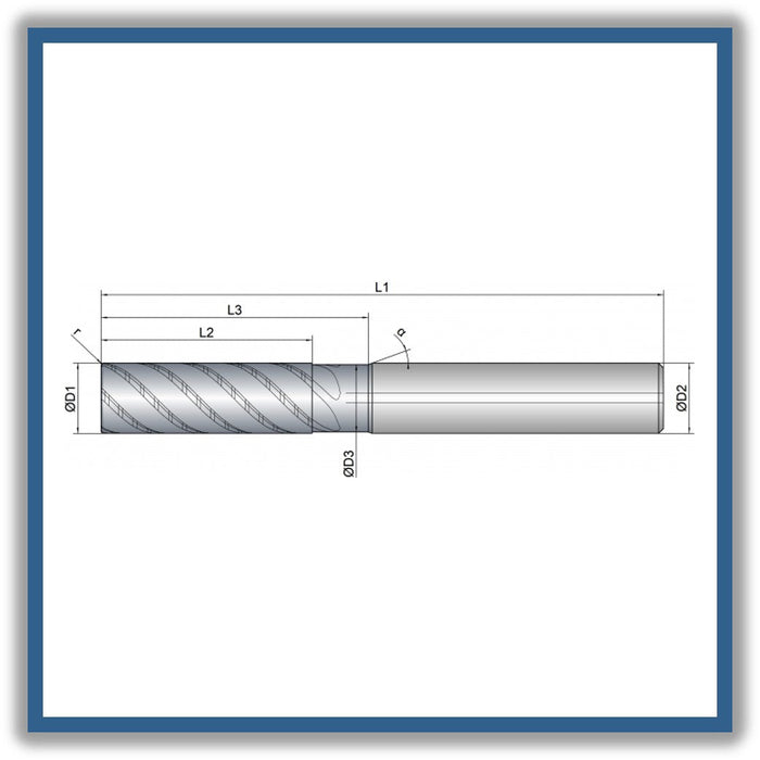 Solid Carbide End Mill 6mm 6R0.2x18-24x63xD6