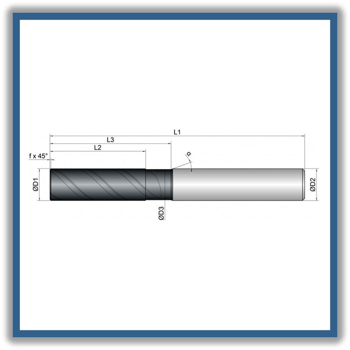 Solid Carbide End Mill 16mm 16C0.3x48-58x110xD16