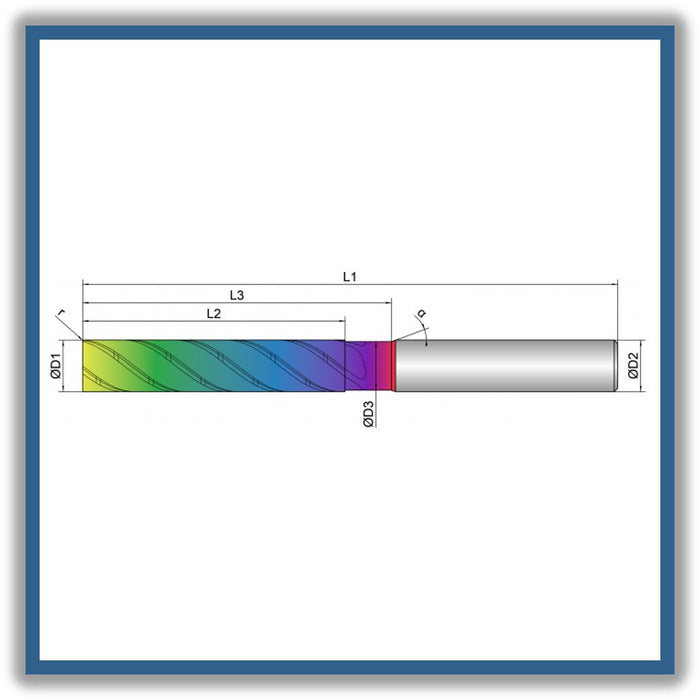 Solid Carbide End Mill 6mm 6R0.15x31-36x75xD6