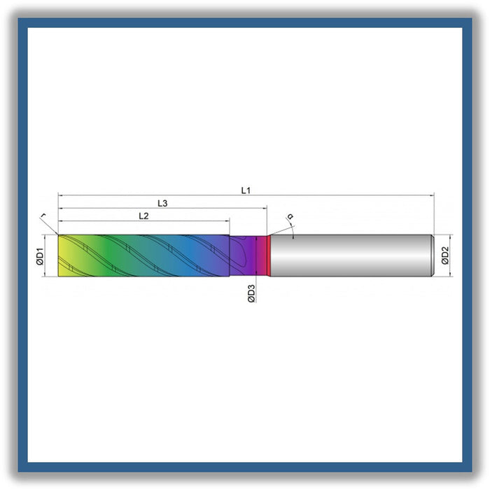 Solid Carbide End Mill 8mm 8R0.2x33-40x80xD8