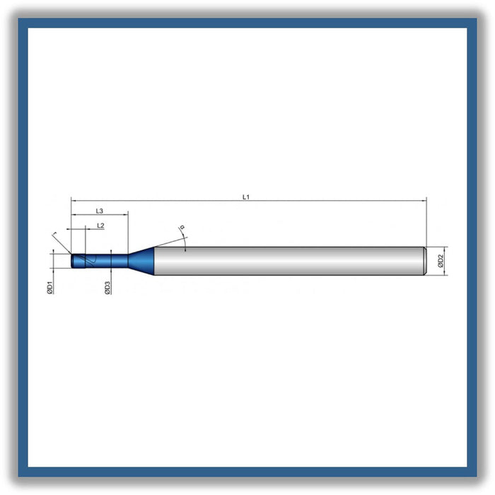 Solid Carbide End Mill 1mm 1R0.3x1-16x60xD4