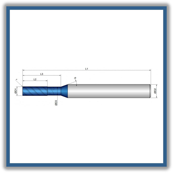 Solid Carbide End Mill 3mm 3R0.1x8-13x57xD6