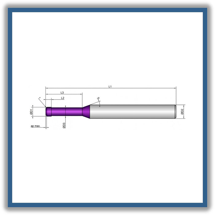 Solid Carbide End Mill 4mm 4x2.5-16x57xD6