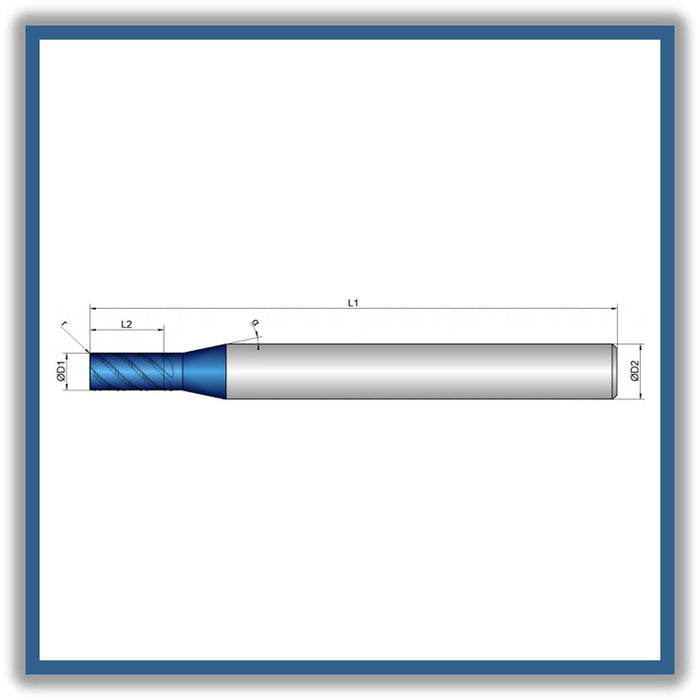 Solid Carbide End Mill 4mm 4R0.1x8x57xD6