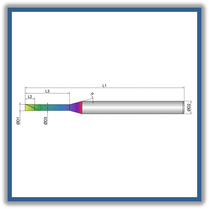 Solid Carbide End Mill 1.5mm 1.5x2.3-20x55xD4