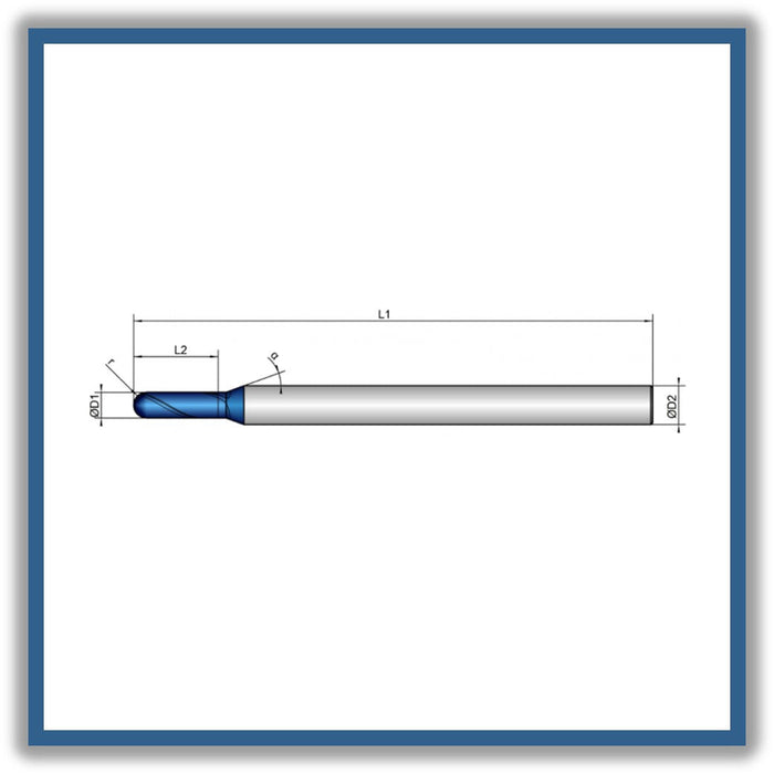 Solid Carbide End Mill 0.5mm 0.5R0.25x1.5x75xD3