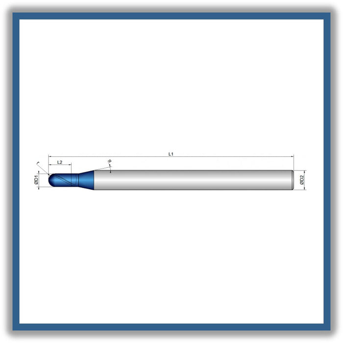 Solid Carbide End Mill 2.5mm 2.5R1.25x5x75xD6