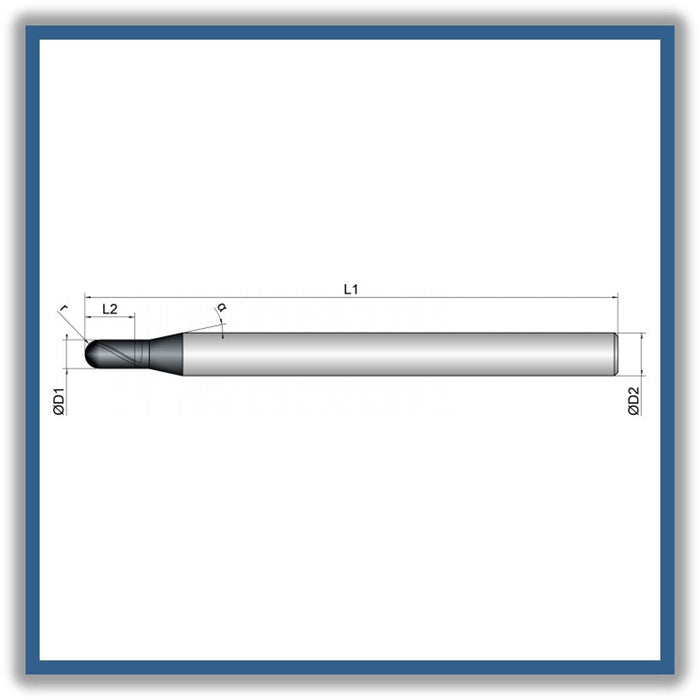 Solid Carbide End Mill 0.5mm 0.5R0.25x1.5x75xD6