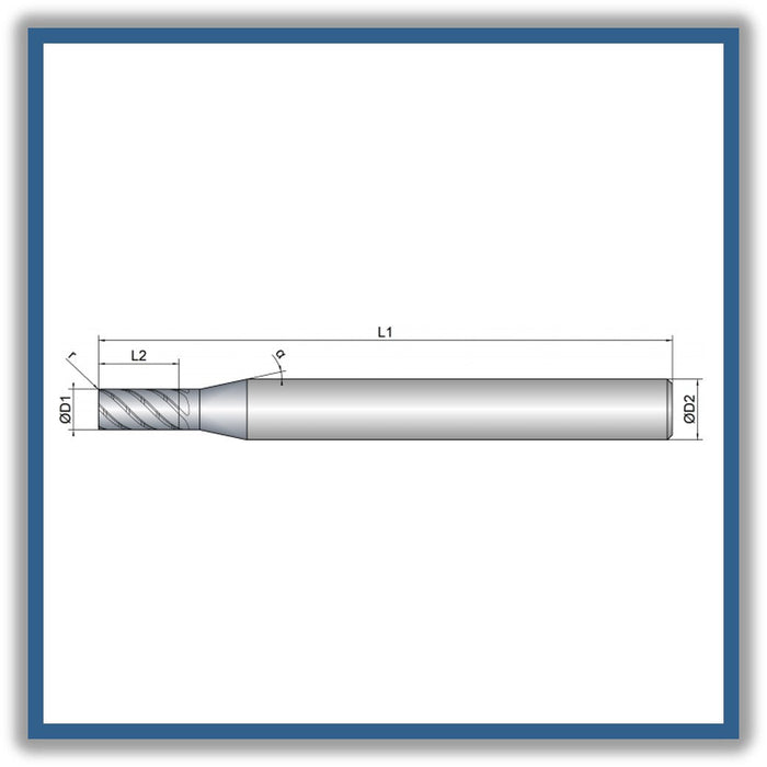 Solid Carbide End Mill 4mm 4R0.1x80x57xD6