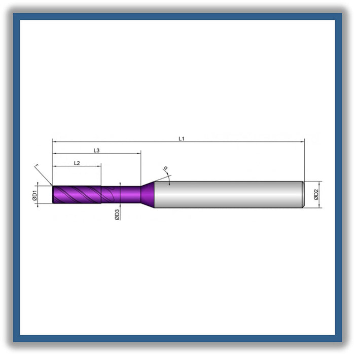 Solid Carbide End Mill 4mm 4R1x11-20x57xD6