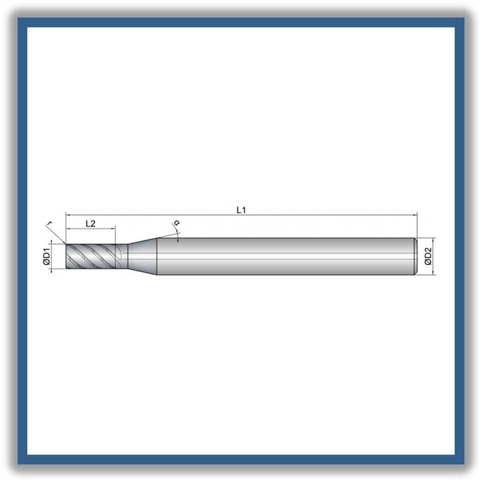 Solid Carbide End Mill 4mm 4R0.1x8x57xD6