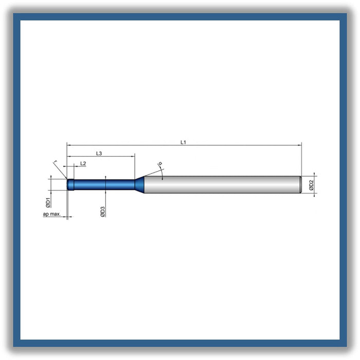 Solid Carbide End Mill 2mm 2x1.5-18x75xD6