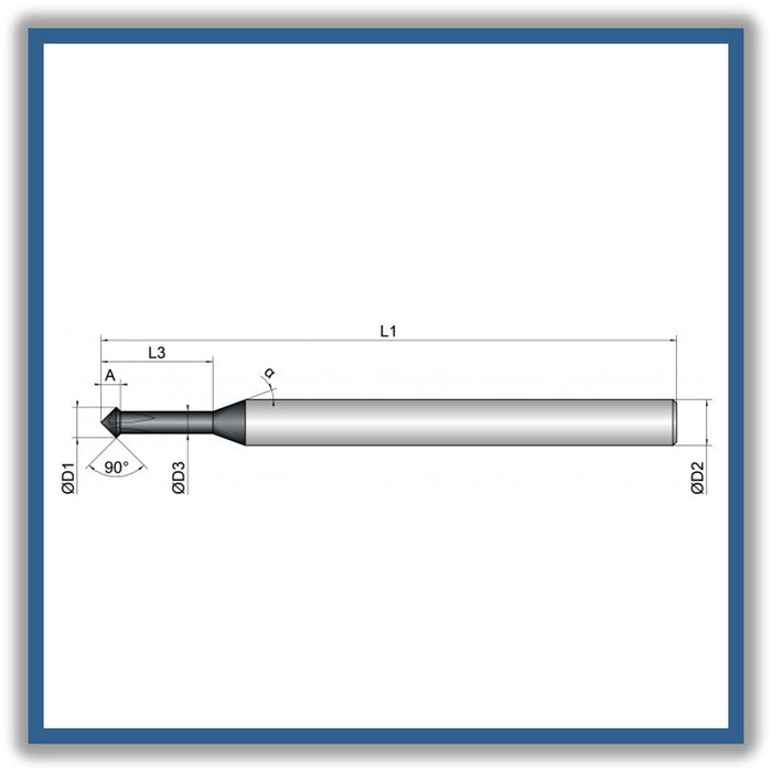 Solid Carbide Chamfer 90° 4.8mm 4.8x3-15x75xD5