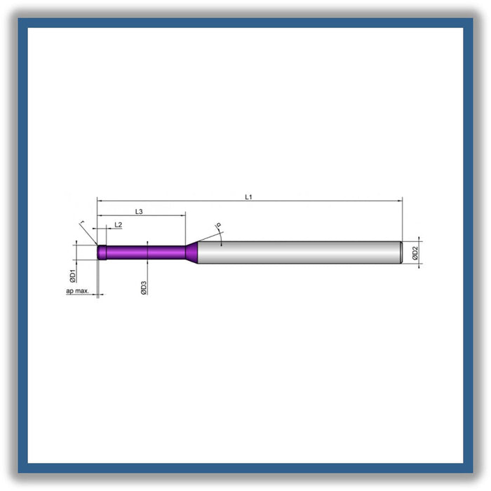 Solid Carbide End Mill 3mm 3x1.5-20x75xD6