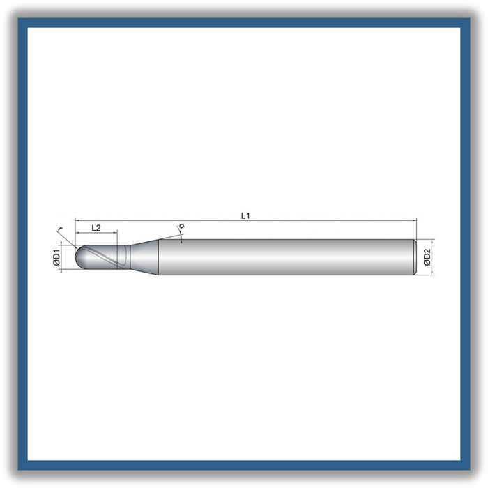 Solid Carbide End Mill 1.5mm 1.5R0.75x3x57xD6