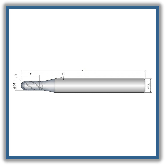 Solid Carbide End Mill 3mm 3R1.5x5x54xD6