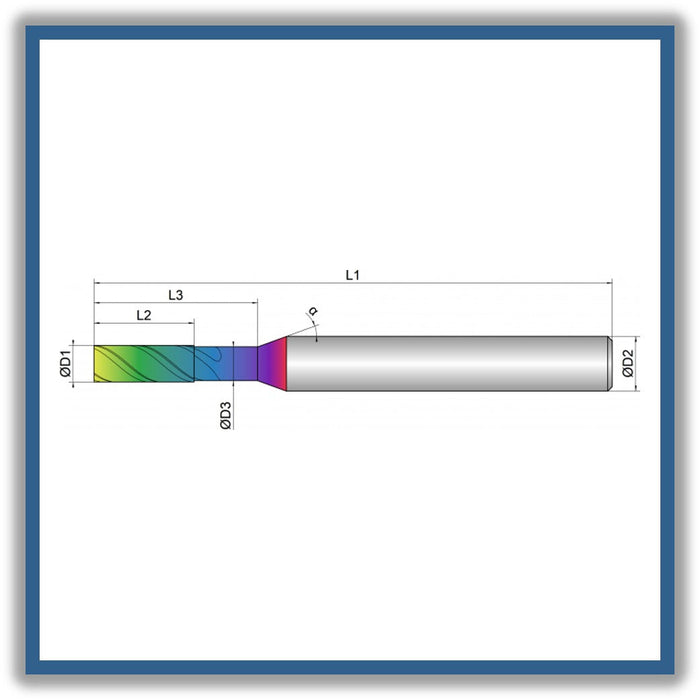 Solid Carbide End Mill 3mm 3x8-14x57xD6