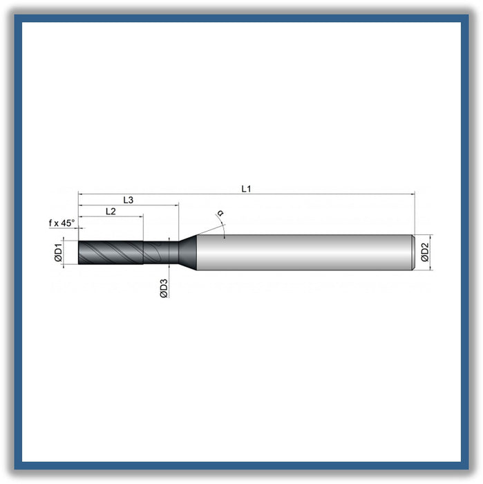 Solid Carbide End Mill 4mm 4C0.1x11-17x57xD6