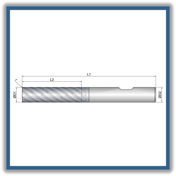 Solid Carbide End Mill 12mm 12R0.2x48-x100xD12