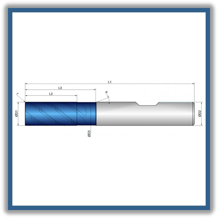 Solid Carbide End Mill 6mm 6R2x15-19x57xD6