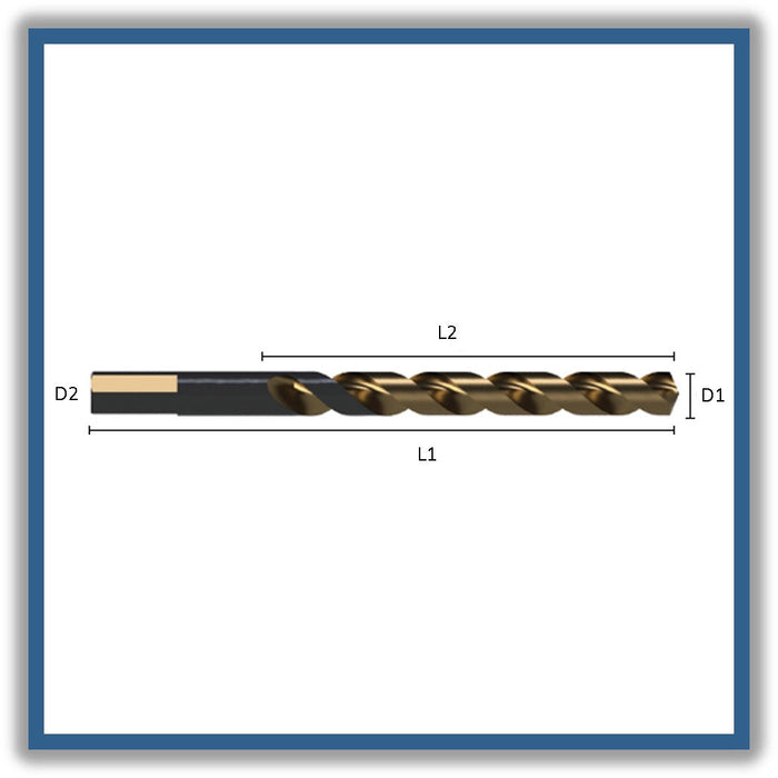 HSSCo Drill Tip of 135º Helix at 40º Short series Three-plane handle DIN 338W 6.25mm 6.25x63x101 (10pcs)